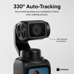 Pockcam 330 degree auto-tracking rotating lens module close-up