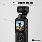 Pockcam 1.7 inch touchscreen control close-up