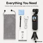 Pockcam full accessory kit: camera, tripod, cable, strap, pouch